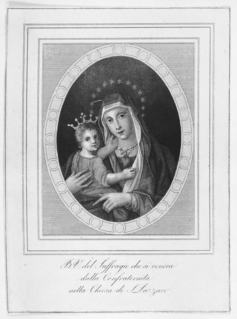Madonna con Bambino (stampa smarginata) - ambito emiliano (sec. XIX)