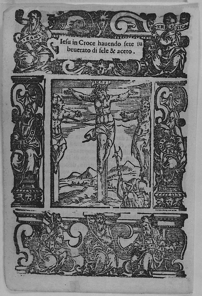 crocifissione (stampa) - ambito emiliano (sec. XVI)