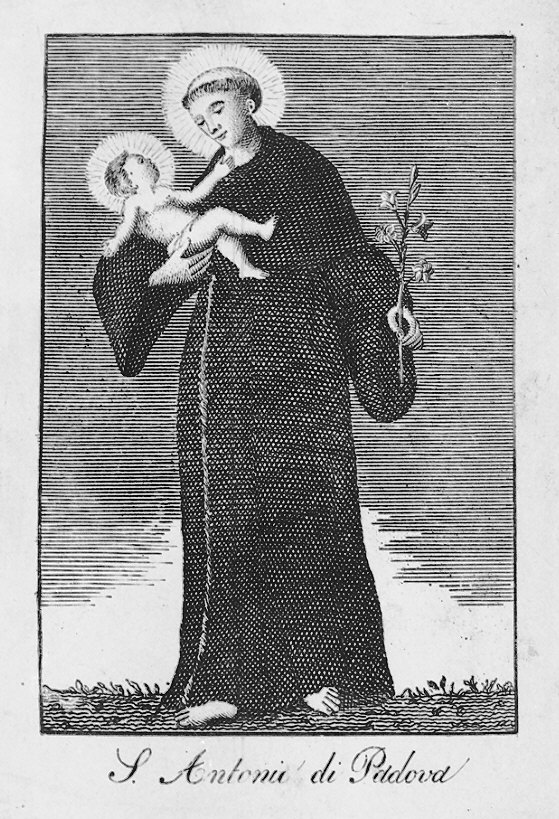 Sant'Antonio da Padova (stampa smarginata) - ambito emiliano (sec. XIX)