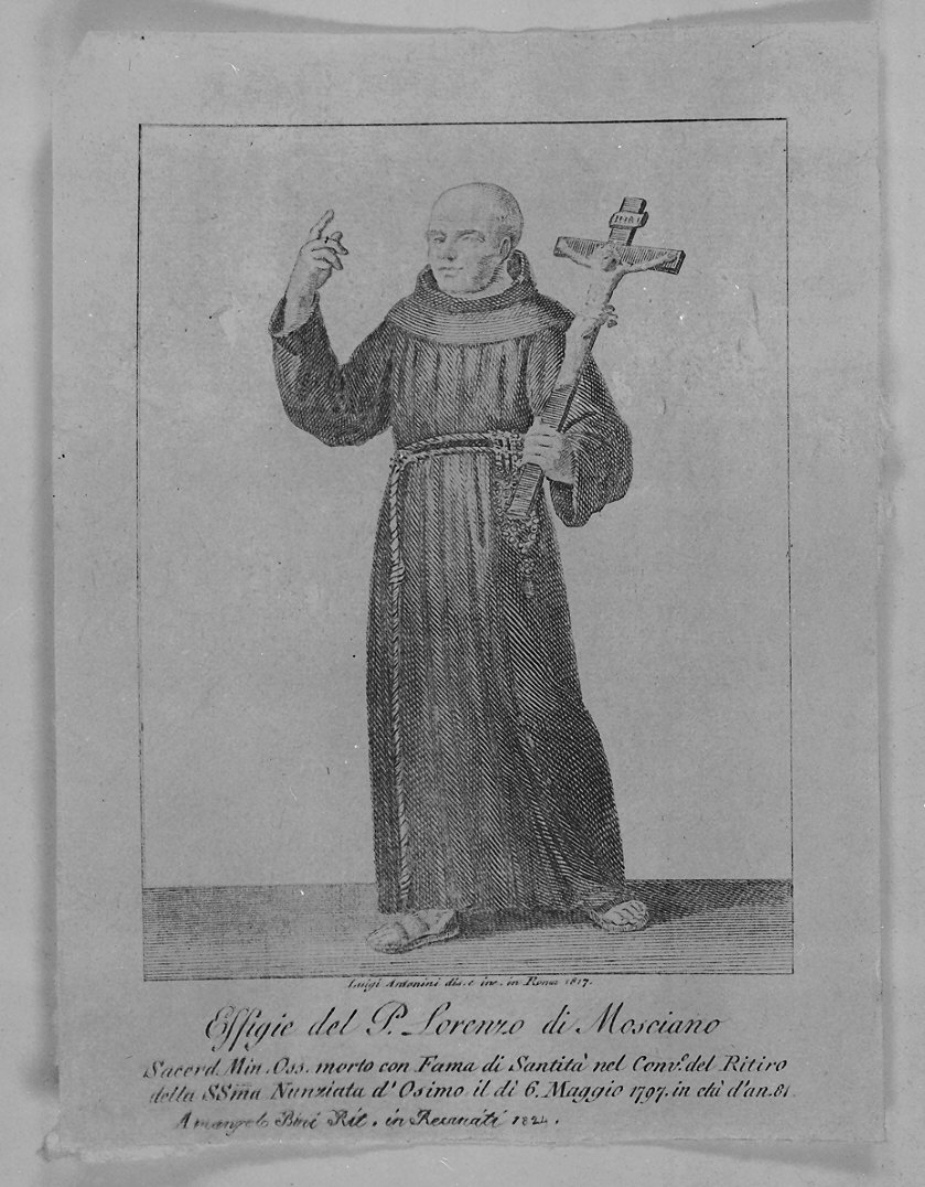 Padre Lorenzo di Mosciano (stampa smarginata) di Antonini Luigi (sec. XIX)