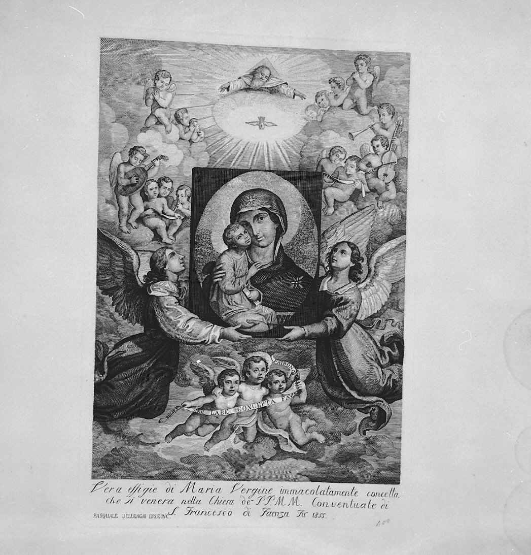Madonna con Bambino e angeli (stampa) di Bellenghi Pasquale (seconda metà sec. XIX)