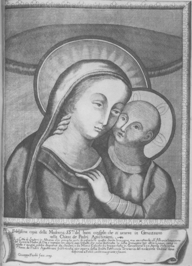 Madonna con Bambino (stampa smarginata) di Foschi Giuseppe (sec. XVIII)