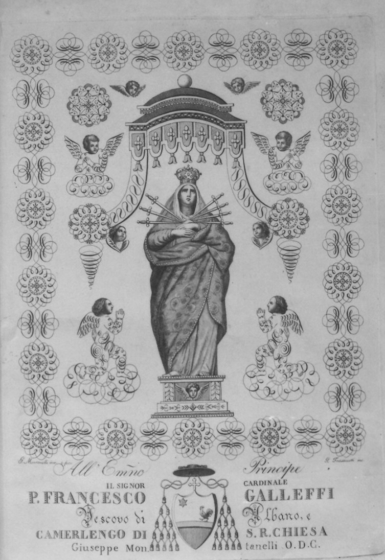 Madonna Addolorata (stampa) di Frassinetti Giovanni, Montanelli Giuseppe (inizio sec. XIX)