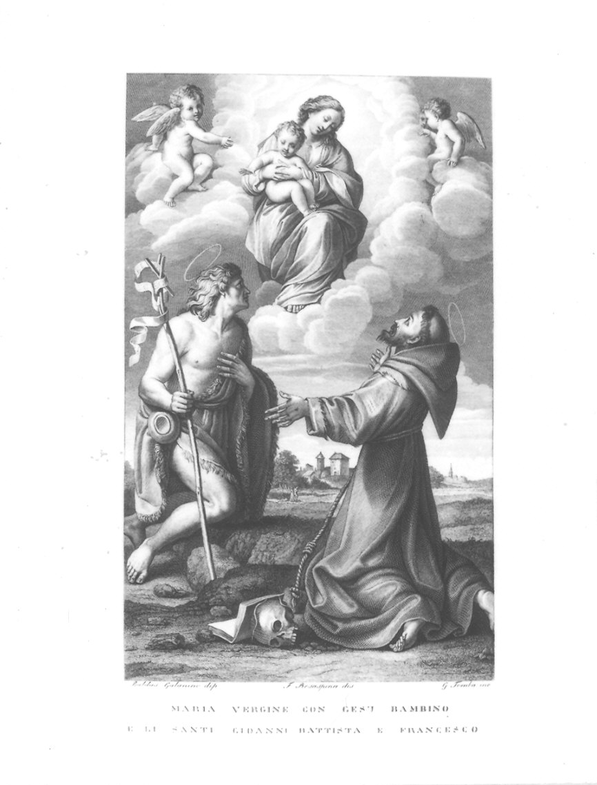 Madonna con Bambino e Santi (stampa) di Tomba Giulio, Aloisi Galanini Baldassarre detto Galanino, Rosaspina Francesco (sec. XIX)