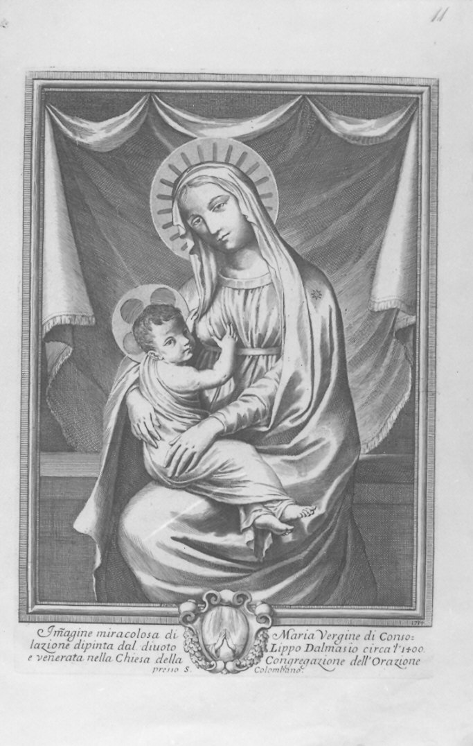 Madonna con Bambino (stampa) di Francia Francesco Domenico Maria, Lippo di Dalmasio (sec. XVIII)