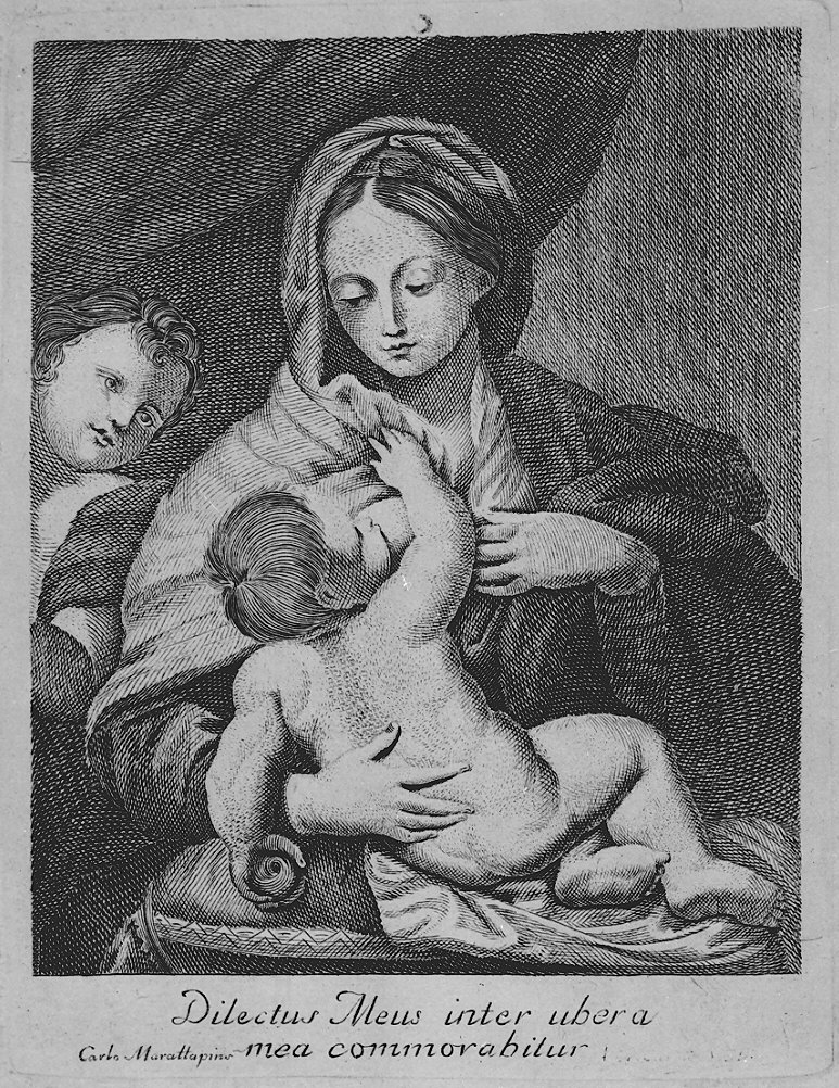 Madonna con Bambino (stampa) di Maratta Carlo (prima metà sec. XVIII)