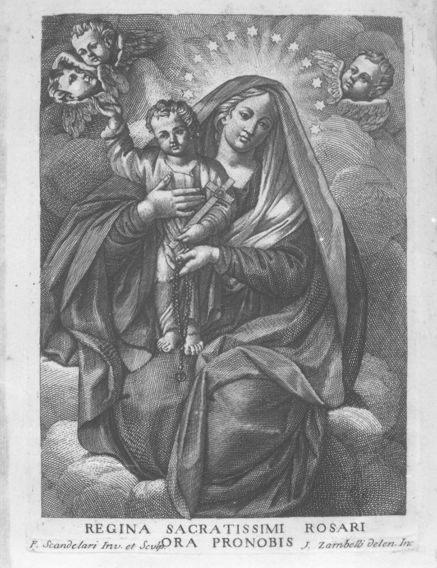 Madonna con Bambino (stampa) di Zambelli Giuseppe, Scandellari Filippo (seconda metà sec. XVIII)