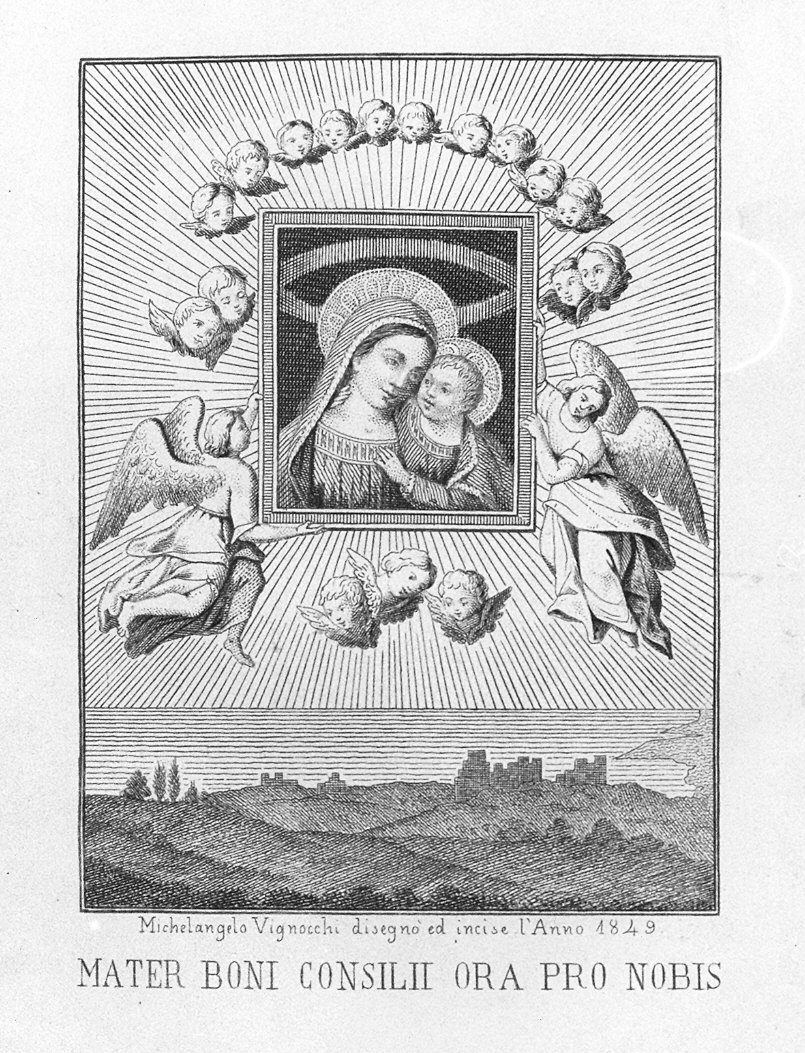 Madonna con Bambino (stampa smarginata) di Vignocchi Michele (sec. XIX)