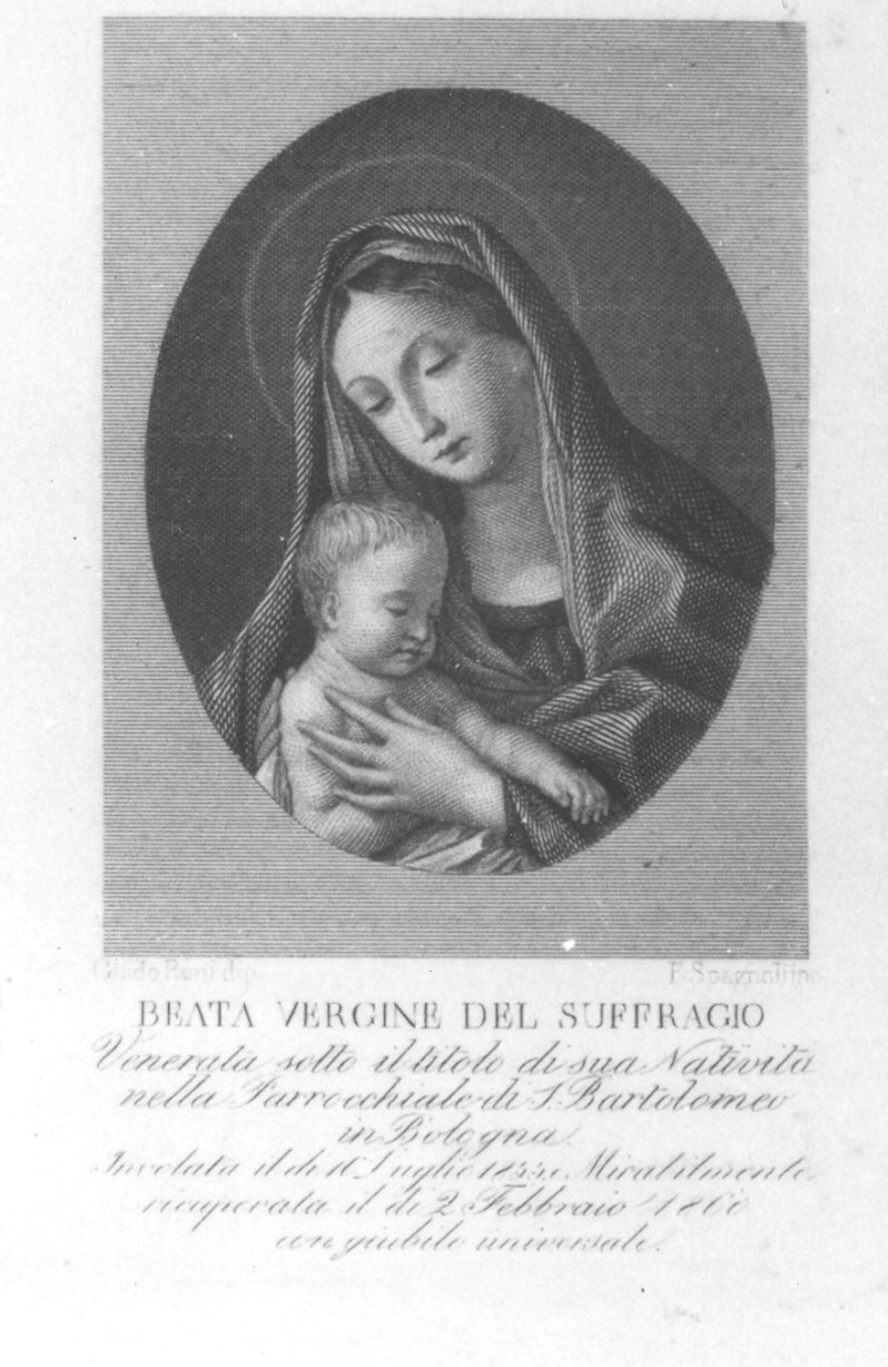 Madonna con Bambino (stampa) di Spagnoli Francesco, Reni Guido (seconda metà sec. XIX)