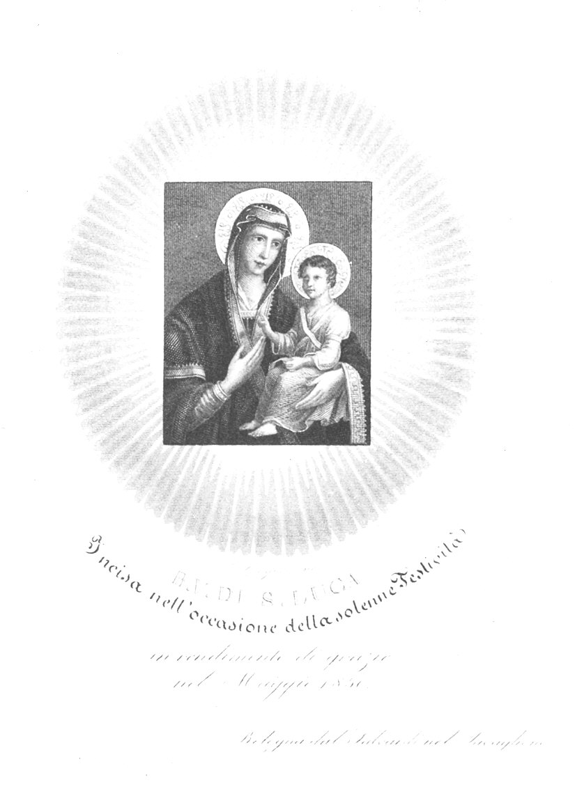 Madonna con Bambino (stampa smarginata) di Spagnoli Francesco (sec. XIX)