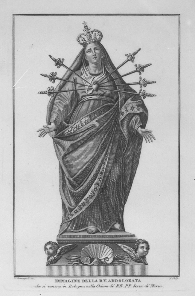 Madonna Addolorata (stampa) di Romagnoli Pietro (sec. XIX)
