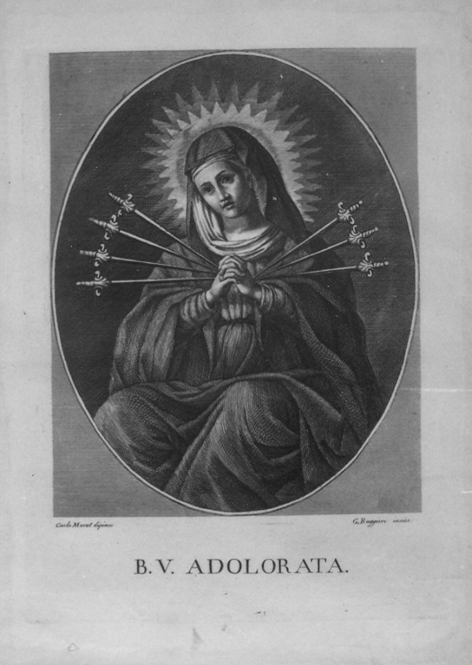 Madonna Addolorata (stampa) di Ruggeri G, Maratta Carlo (prima metà sec. XIX)