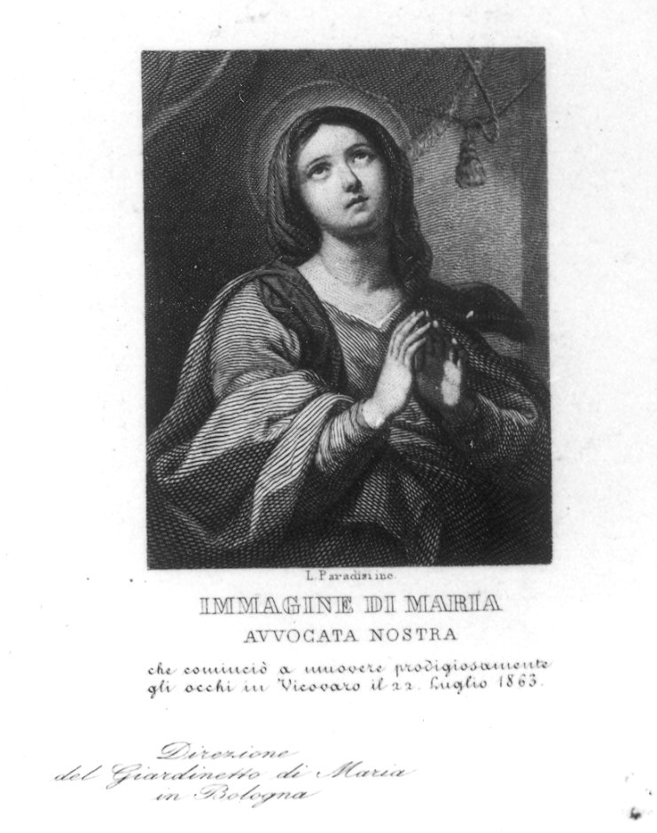Maria Vergine (stampa) di Paradisi Luigi (seconda metà sec. XIX)