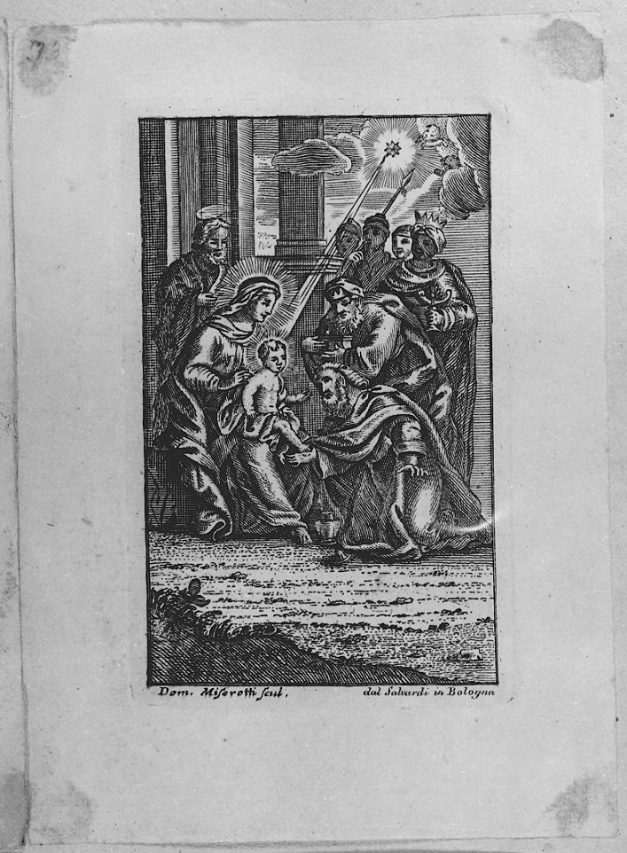 adorazione dei Re Magi (stampa) di Miserotti Domenico (metà sec. XVIII)