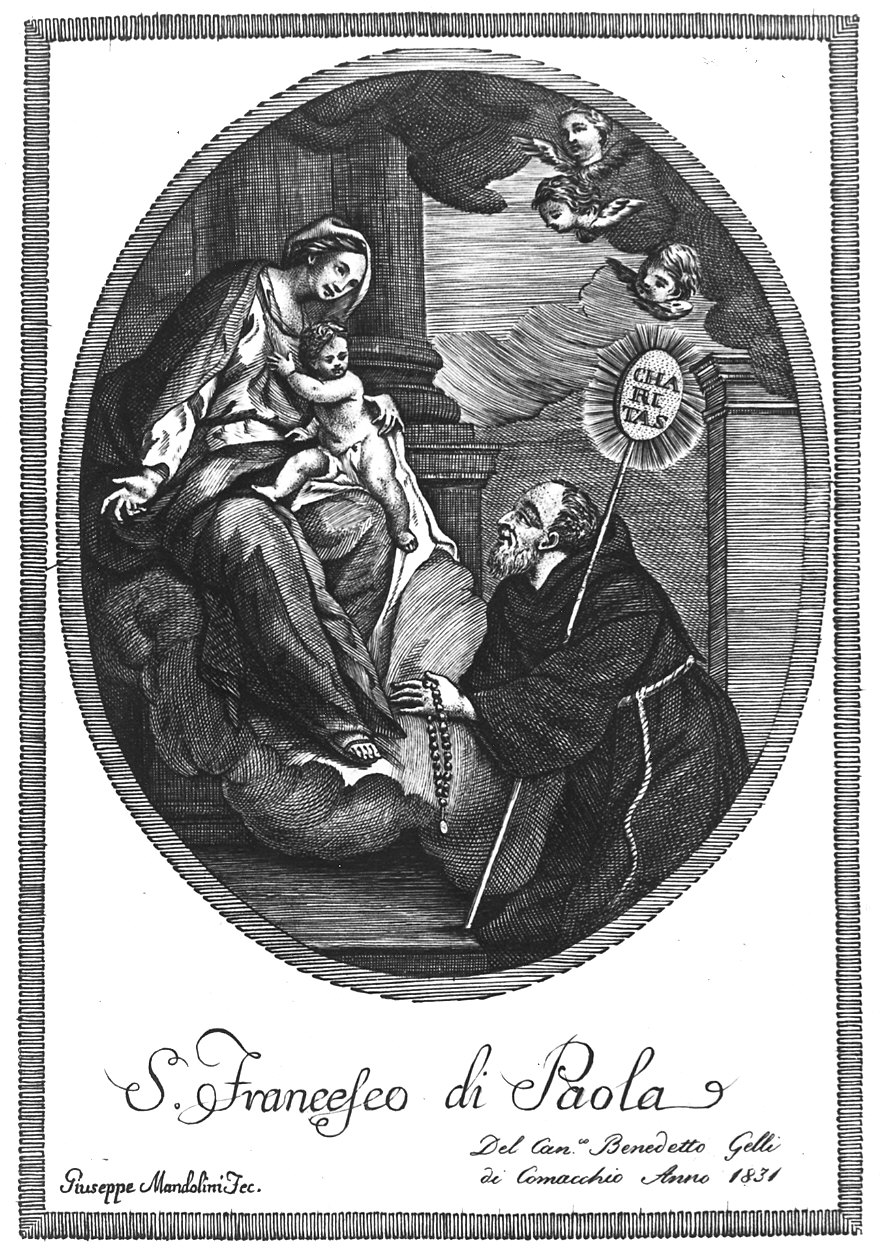 San Francesco di Paola (stampa) di Mandolini Giuseppe (sec. XIX)