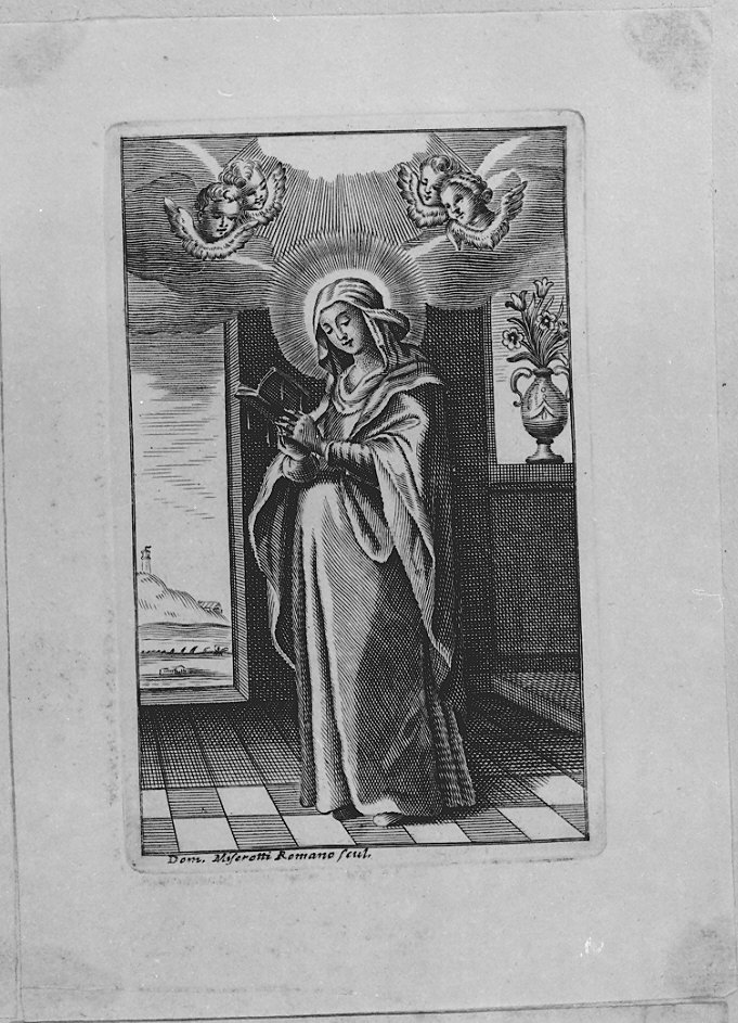 vergine orante (stampa) di Miserotti Domenico (metà sec. XVIII)