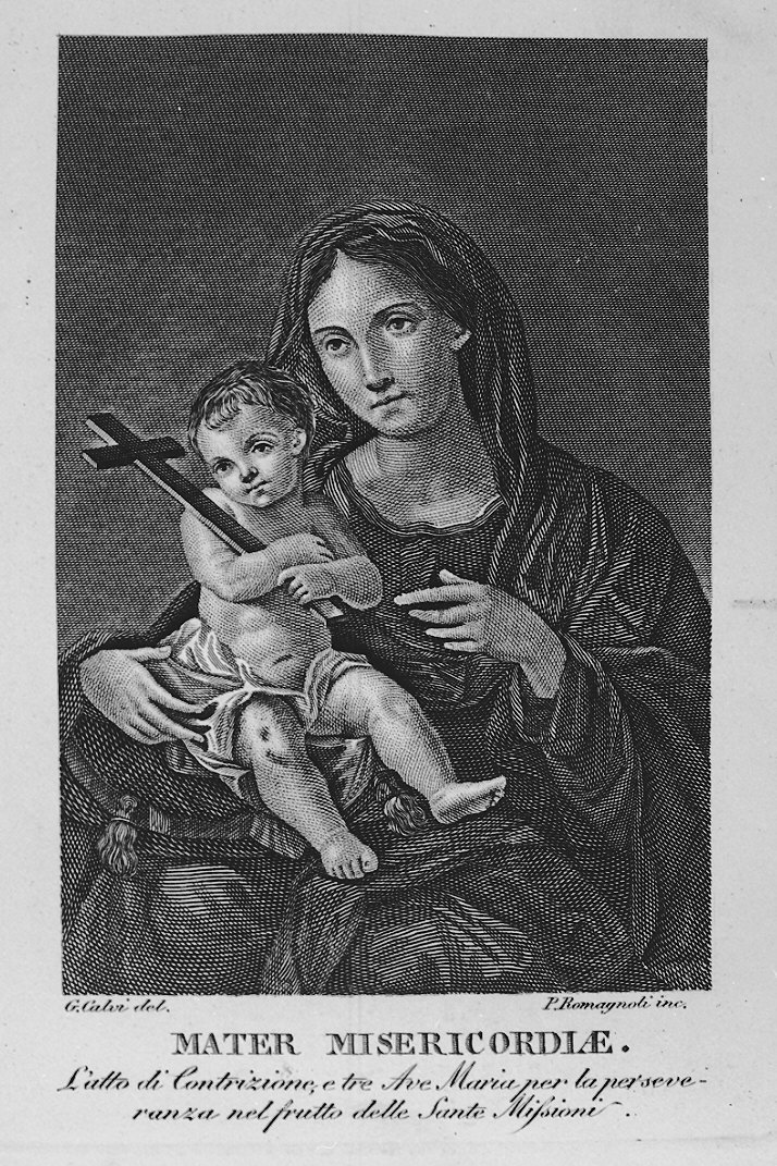 Madonna con Bambino (stampa) di Romagnoli Pietro, Calvi Giovanni (fine sec. XIX)