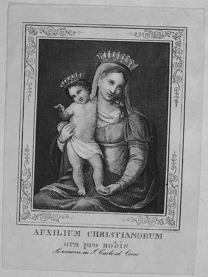 Madonna con Bambino (stampa) di Mochetti Giuseppe (inizio sec. XIX)