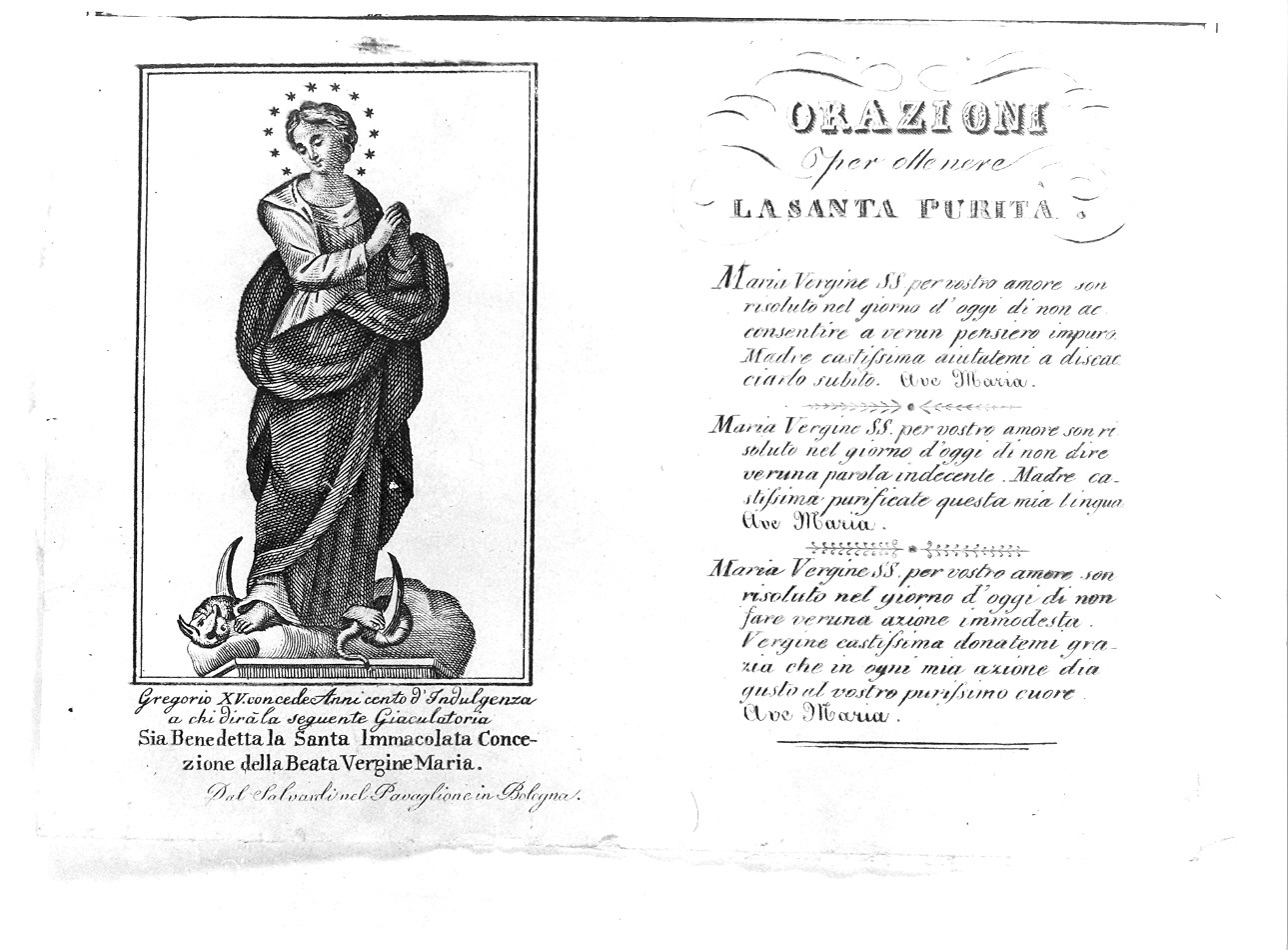 Immacolata Concezione (stampa) - ambito Italia settentrionale (prima metà sec. XIX)