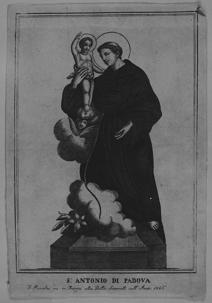 Sant'Antonio da Padova (stampa) di Maccolini Francesco (sec. XIX)