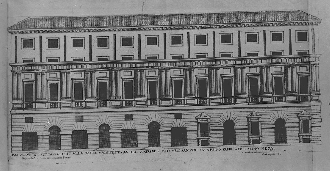 facciata di Palazzo Caffarelli (stampa) di Ferrerio Pietro (prima metà sec. XVII)