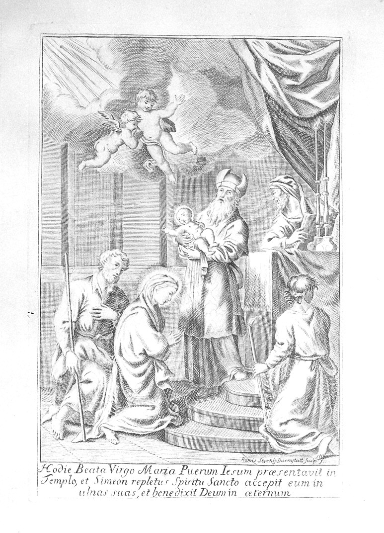 presentazione di Gesù al tempio (stampa) di Ramis Giovanni (sec. XVIII)