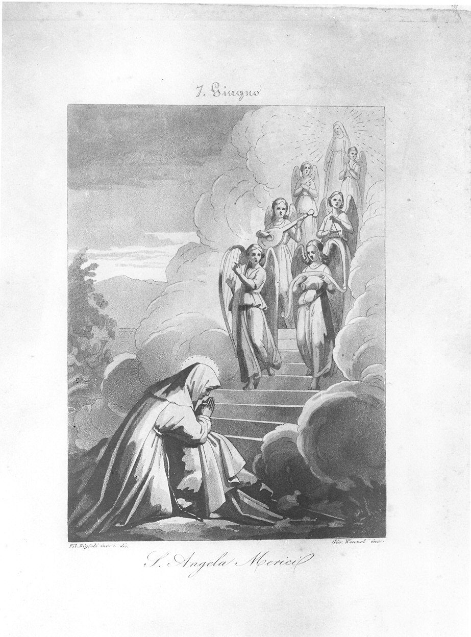 Sant'Angela Merici (stampa) di Wenzel Giovanni, Bigioli Filippo (fine sec. XIX)