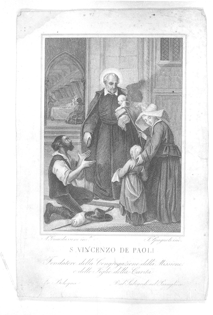 San Vincenzo dè Paoli (stampa) di Spagnoli Francesco, Guardassoni Alessandro (prima metà sec. XIX)