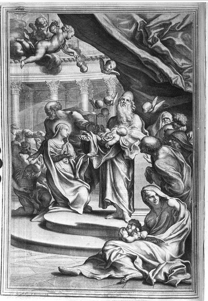 Presentazione di Gesù al tempio (stampa) di Maratta Carlo, Bloemaert Cornelis il Giovane (sec. XVII)