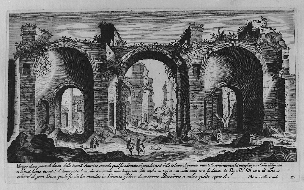 Veduta delle Terme di Antonino (stampa, serie) di Sadeler Egidius II, Sadeler Marcus Christoph (sec. XVII)