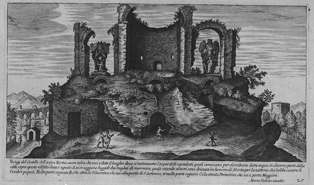 Veduta del Castello dell'Acqua Marcia (stampa, serie) di Sadeler Egidius II, Sadeler Marcus Christoph (sec. XVII)