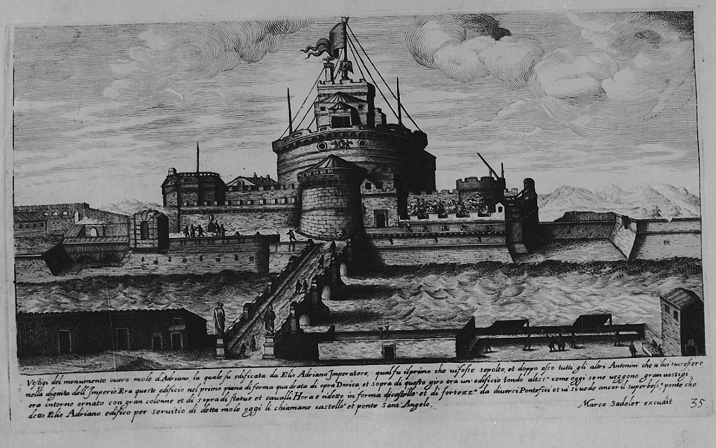 Veduta di Castel Sant'Angelo (stampa, serie) di Sadeler Egidius II, Sadeler Marcus Christoph (sec. XVII)