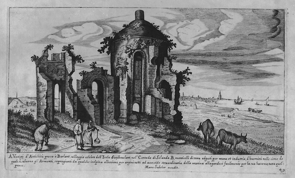 Paesaggio con rovine (stampa, serie) di Sadeler Egidius II, Sadeler Marcus Christoph (sec. XVII)