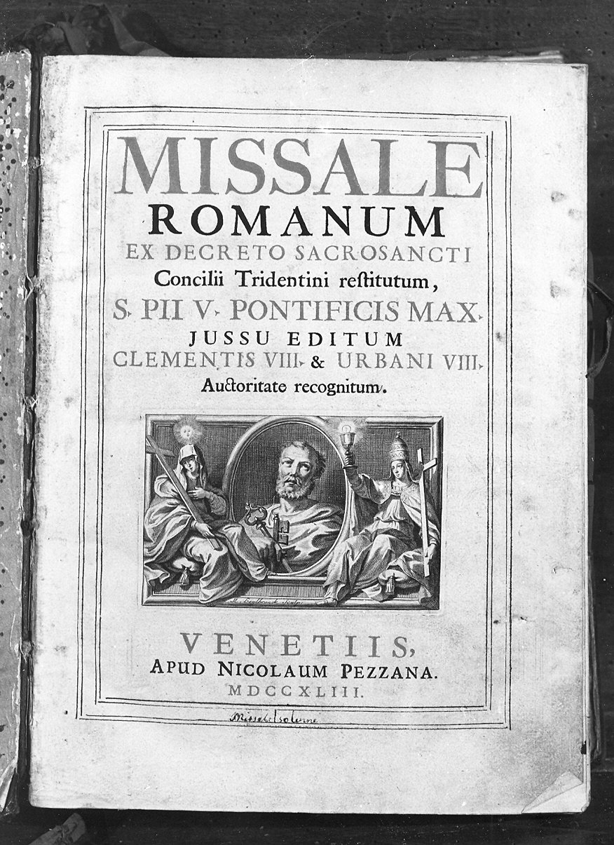 San Pietro tra le allegorie della Chiesa e del Papato (stampa) di Heylbrouck Michael (sec. XVIII)