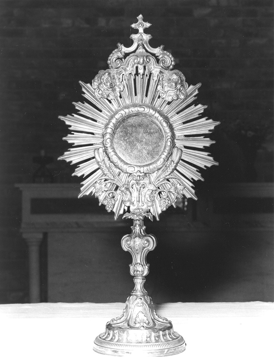 ostensorio - a raggiera - ambito piacentino (seconda metà sec. XIX)
