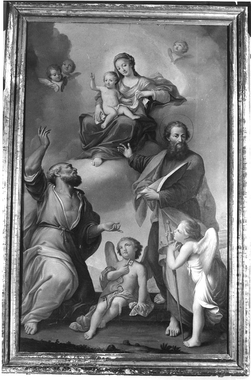 Madonna con Bambino in gloria con i Santi Pietro e Paolo (dipinto) di Ferrari Paolo (ultimo quarto sec. XVIII)