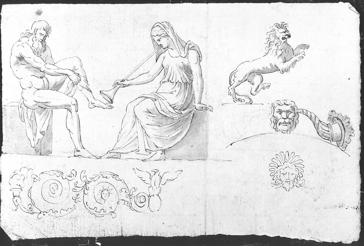 motivi decorativi e figure/ apparizione di Gesù (disegno) di Viganoni Carlo Maria (sec. XIX)