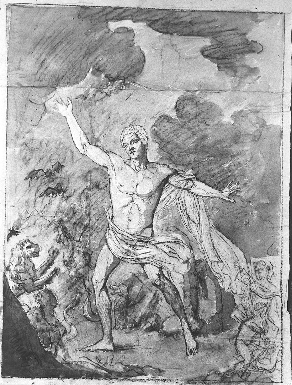 Daniele nella fossa dei leoni (disegno) di Viganoni Carlo Maria (sec. XIX)