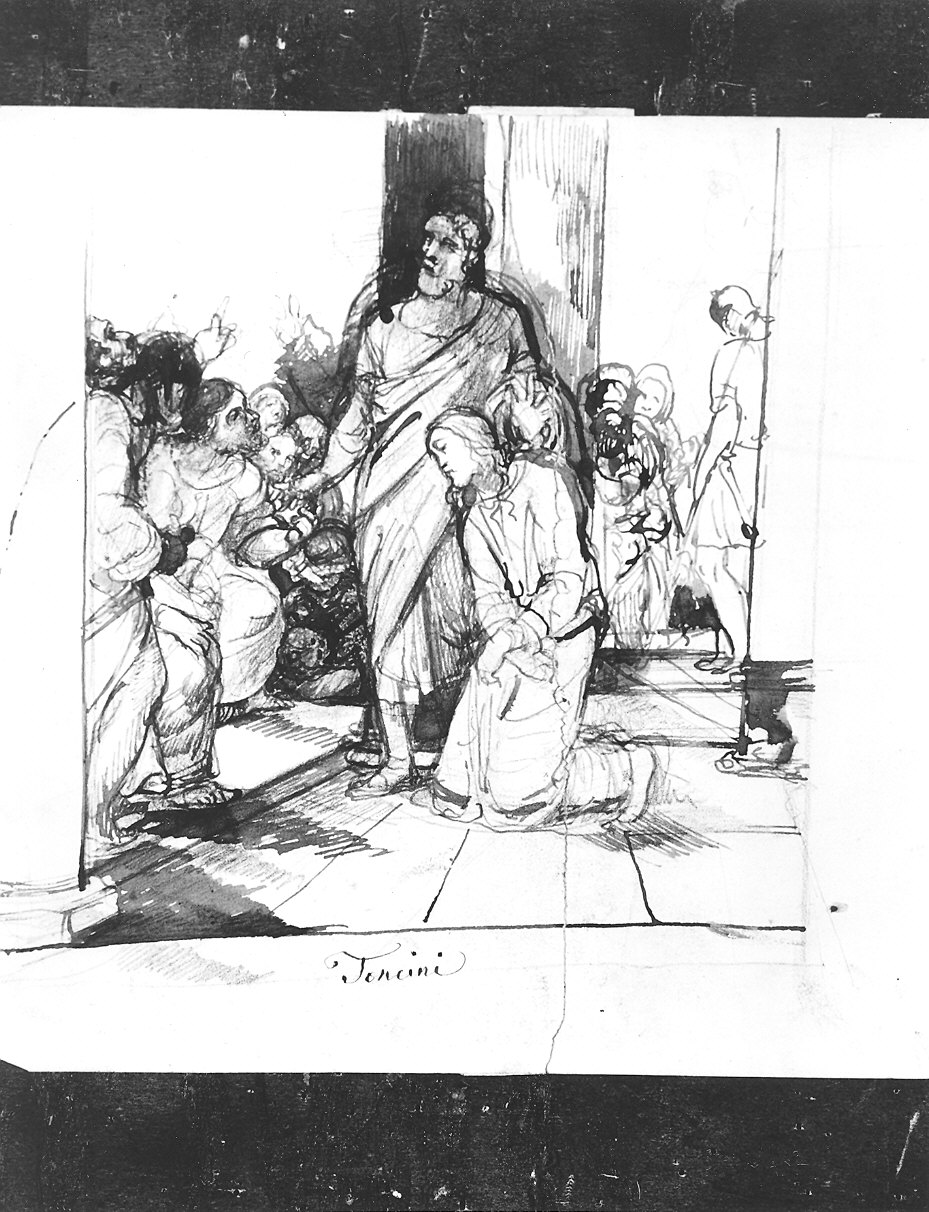 Pilato mostra Cristo al popolo (disegno) di Toncini Lorenzo (sec. XIX)