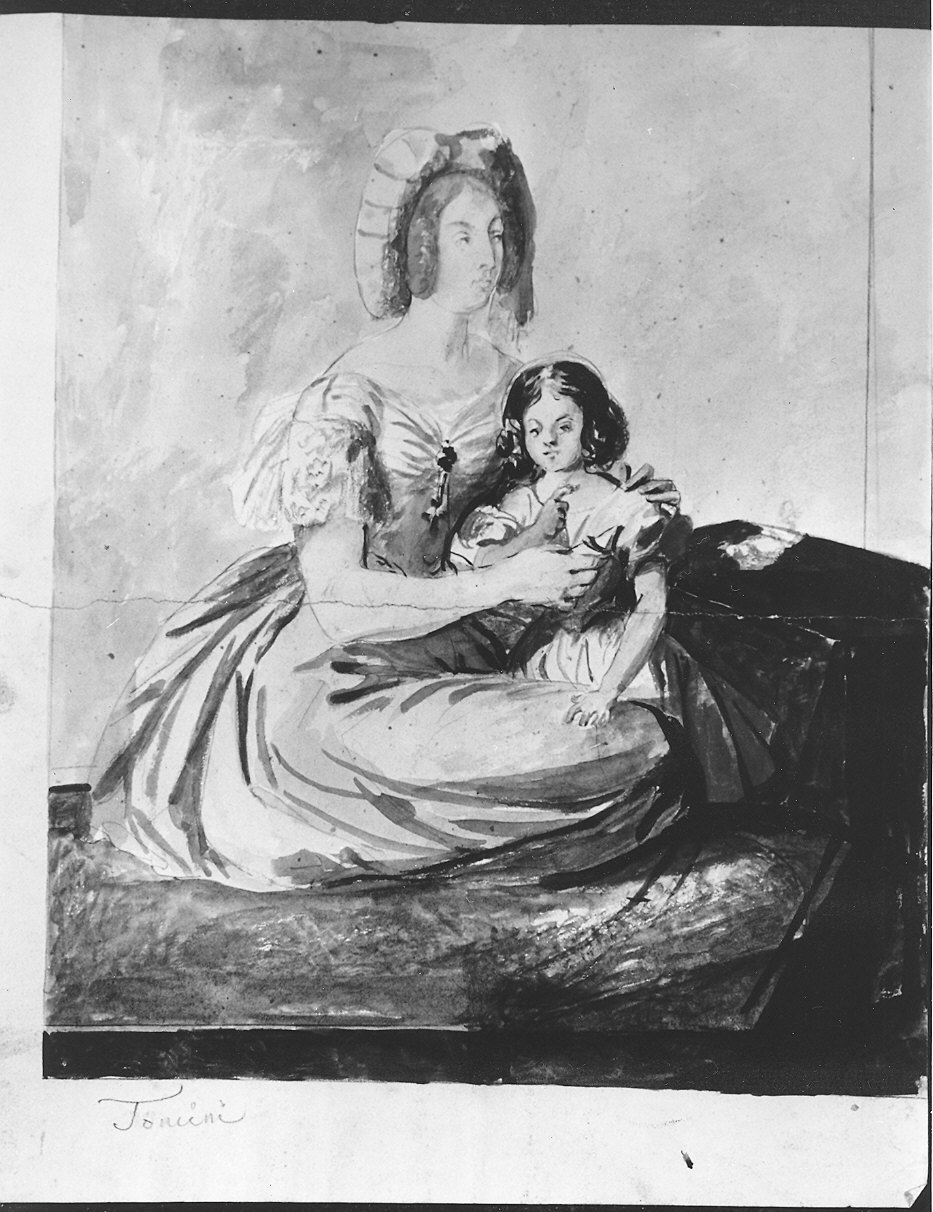 ritratto di signora con bambina (disegno) di Toncini Lorenzo (sec. XIX)
