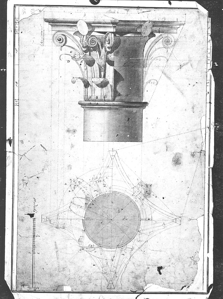capitello corinzio (disegno) - ambito Italia settentrionale (prima metà sec. XIX)