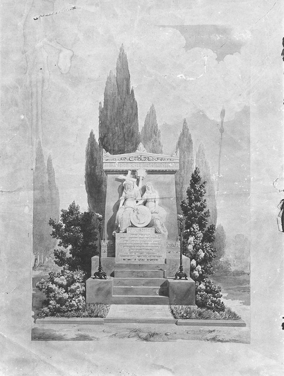 progetto di tomba a Pietro Robecchi (disegno) di Colla Angelo (attribuito) (seconda metà sec. XIX)