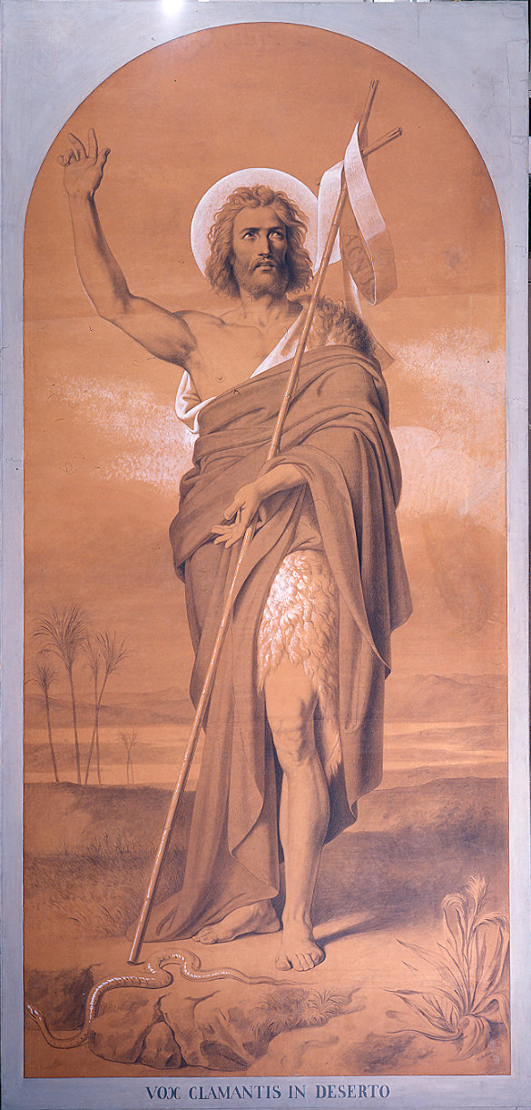 San Giovanni Battista nel deserto (disegno preparatorio) di Mussini Cesare (seconda metà sec. XIX)