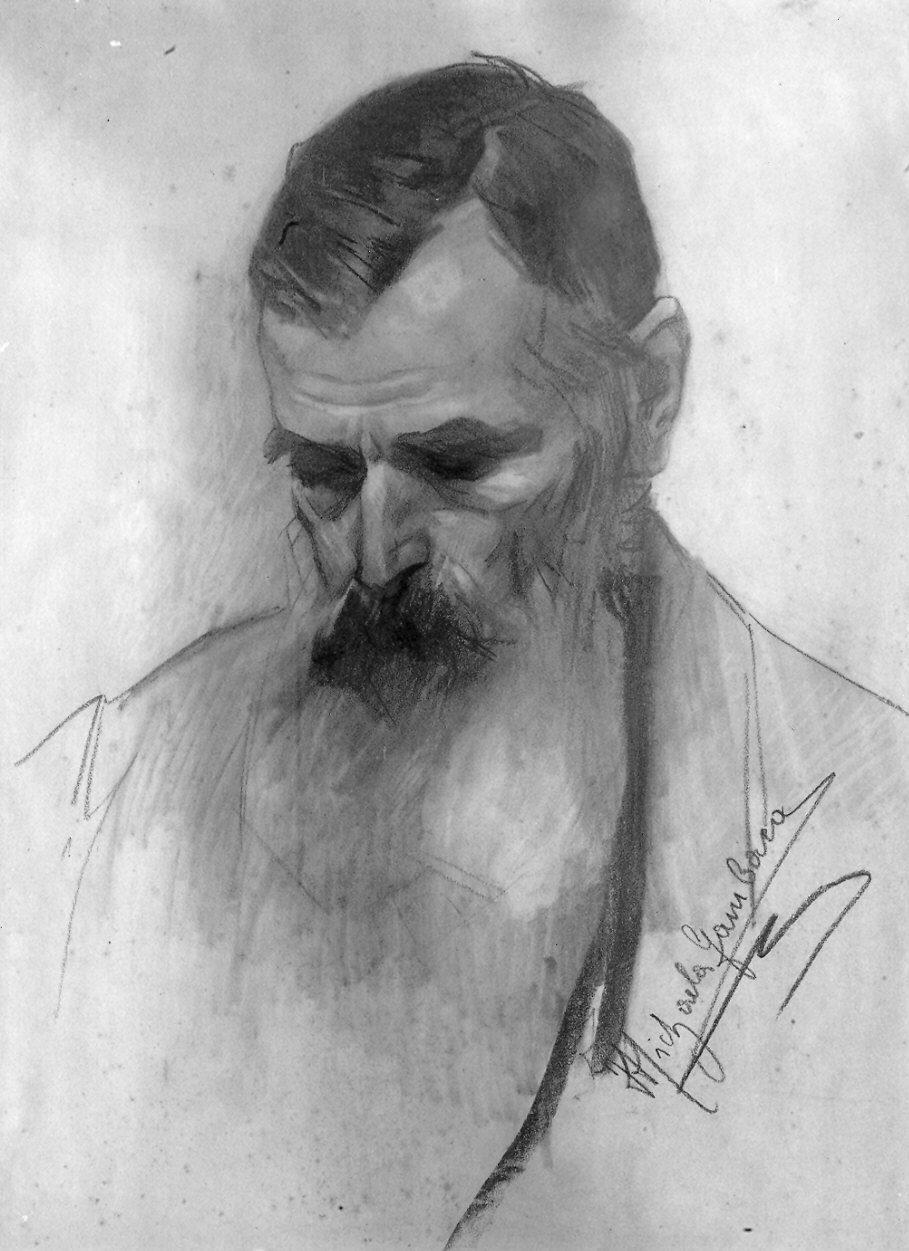 testa d'uomo con barba (disegno) di Gambara Michaela (seconda metà sec. XX)