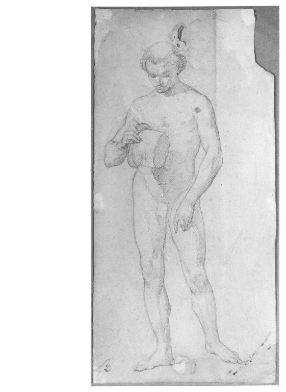 Figura maschile con cappello in mano, figura maschile (disegno, opera isolata) di Levi Gioacchino (prima metà sec. XIX)