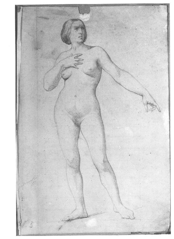 Figura femminile in piedi, figura femminile (disegno, opera isolata) di Levi Gioacchino (prima metà sec. XIX)