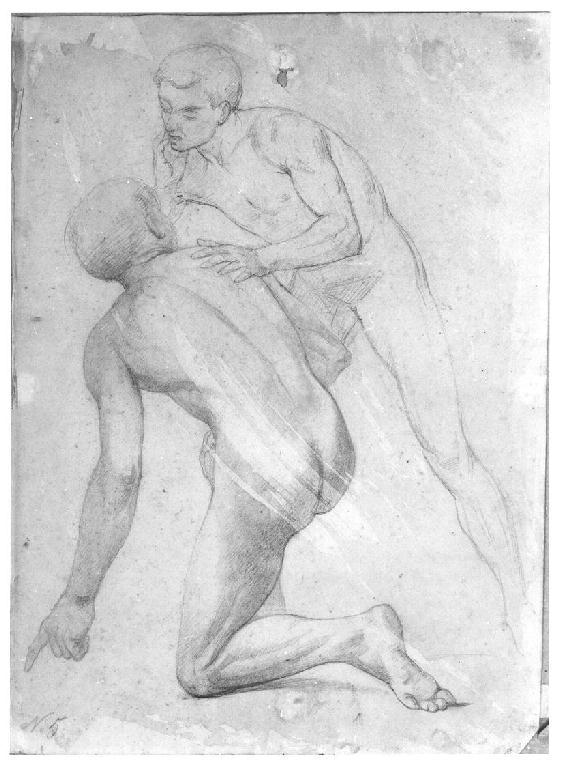 Due figure maschili, figure maschili (disegno, opera isolata) di Levi Gioacchino (metà sec. XIX)