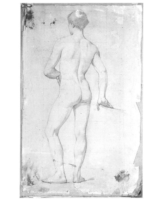 Figura maschile di schiena, figura maschile (disegno, opera isolata) di Levi Gioacchino (metà sec. XIX)