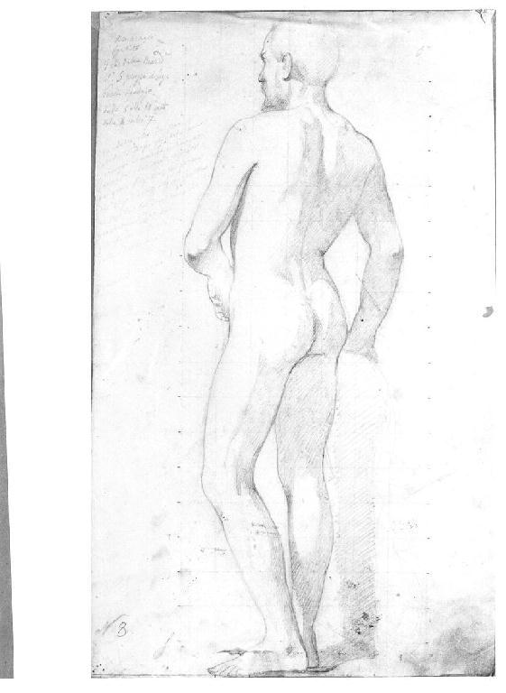 Figura maschile di schiena, figura maschile (disegno, opera isolata) di Levi Gioacchino (metà sec. XIX)