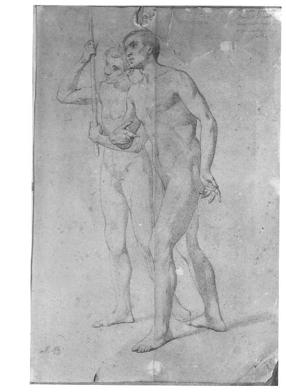 Due figure maschili, figure maschili (disegno, opera isolata) di Levi Gioacchino (terzo quarto sec. XIX)